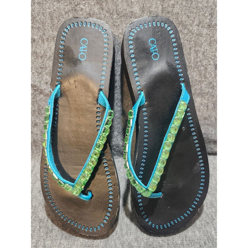 Cato Jeweled Flip Flops Women's Size 8 Black